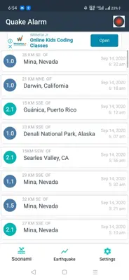 Quake Alarm android App screenshot 2